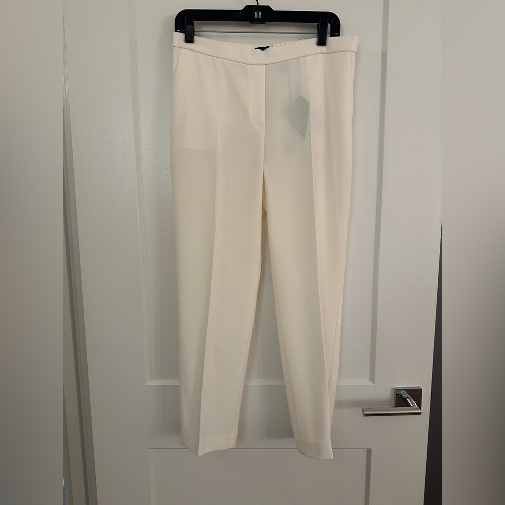 Theory Slim Cropped Treeca Pull-on Pants Ivory 8